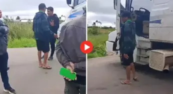 Vídeo mostra motorista de carreta discutindo na BR-364