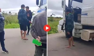 Vídeo mostra motorista de carreta discutindo na BR-364