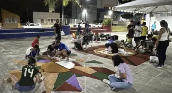 Tapete de Corpus Christi é confeccionado em Cruzeiro do Sul