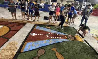 Tapete de Corpus Christi em Cruzeiro do Sul fica pronto