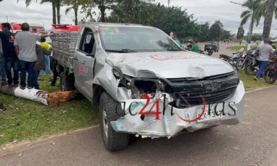 Caminhonete provoca destruição na BR-364 e dois vão parar no PS em estado grave
