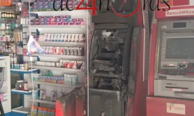 Criminosos arrombam farmácia e explodem caixa eletrônico no bairro Vila Acre