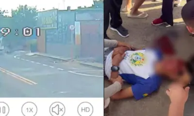 Vídeo mostra colisão entre ônibus e bicicleta; adolescente ficou ferido
