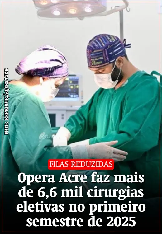 Opera Acre realiza mais de 6,6 mil cirurgias eletivas no primeiro semestre de 2025