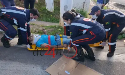 Motociclista tem perna quebrada ao bater em caminhão no Jardim Europa