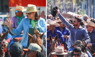 Na Cavalgada, Gladson e Mailza interagem com a população