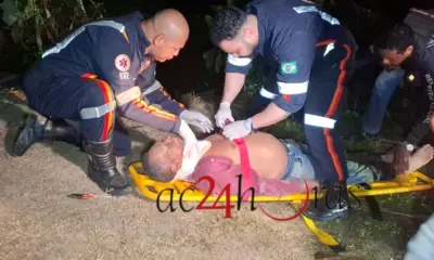 Passageiro fica ferido após cair de ponte com moto na zona rural de Rio Branco