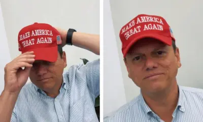 Tarcísio apaga foto em que apoiava Trump e aparecia com boné do MAGA