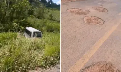 Motorista perde controle e cai de barranco às margens da BR-364
