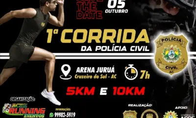 Inscrições abertas para corrida da Polícia Civil/AC em Cruzeiro do Sul
