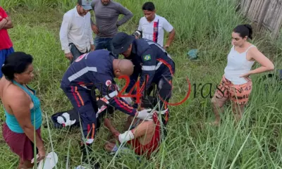 Motociclista desvia de colisão e sofre fratura exposta ao cair em barranco