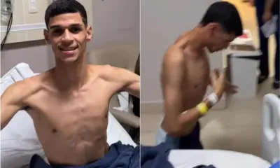 Luva de Pedreiro cai de joelhos para celebrar alta após internação às pressas