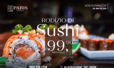 Paris Garden conta com rodízio de sushi aos domingos por R$ 99,90