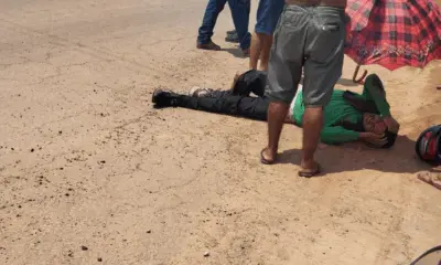 Em Sena Madureira, acidente entre carro e moto deixa motociclista com fratura exposta