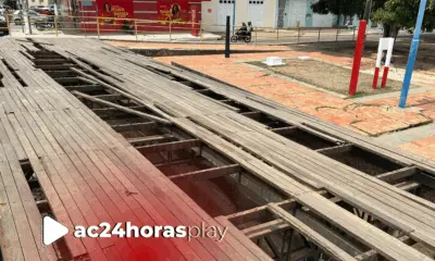 Tábuas da passarela da cabeça da Ponte Metálica são furtadas