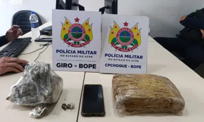 Jovem é preso com mais de 1,5 kg de maconha em Rio Branco