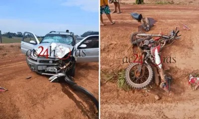 Motociclista fica em estado grave após colisão com carro em Porto Acre
