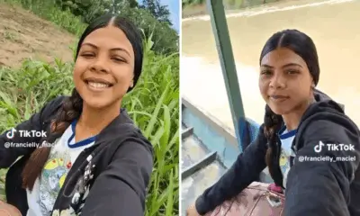 Jovem ribeirinha compartilha rotina de estudos navegando pelo rio Iaco, no interior do Acre
