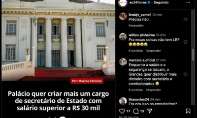 Mãe do governador reage à criação de cargo no governo: “precisa não”