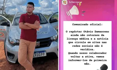 TV5 Ecoacre desmente retorno de repórter Otávio Damasceno ao trabalho