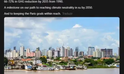 Presidente da Comissão Europeia chega a Belém e anuncia nova meta de redução de emissões de gases