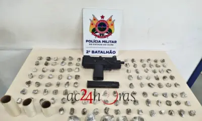 PM apreende submetralhadora e droga em imóvel abandonado de Rio Branco
