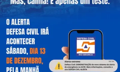 Rio Branco terá novo teste do sistema de alerta de emergência