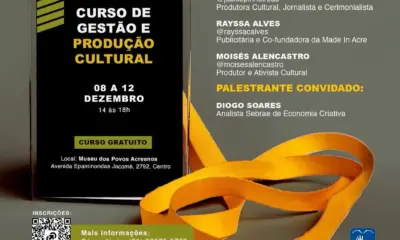 Inscrições abertas para Curso Gratuito de Gestão e Produção Cultural