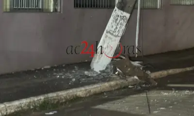 Acidente com ônibus da Ricco derruba poste e suspende energia na Base