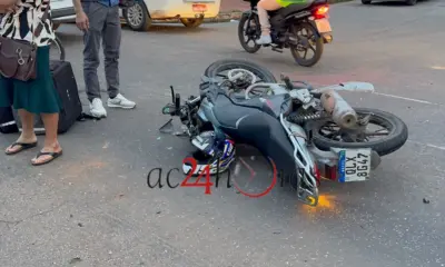 Colisão entre carro e moto deixa entregador ferido em Rio Branco