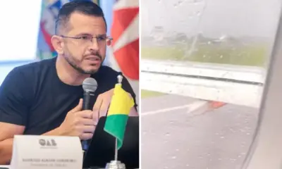 Presidente da OAB/AC flagra labareda em motor de avião em que estava durante a decolagem