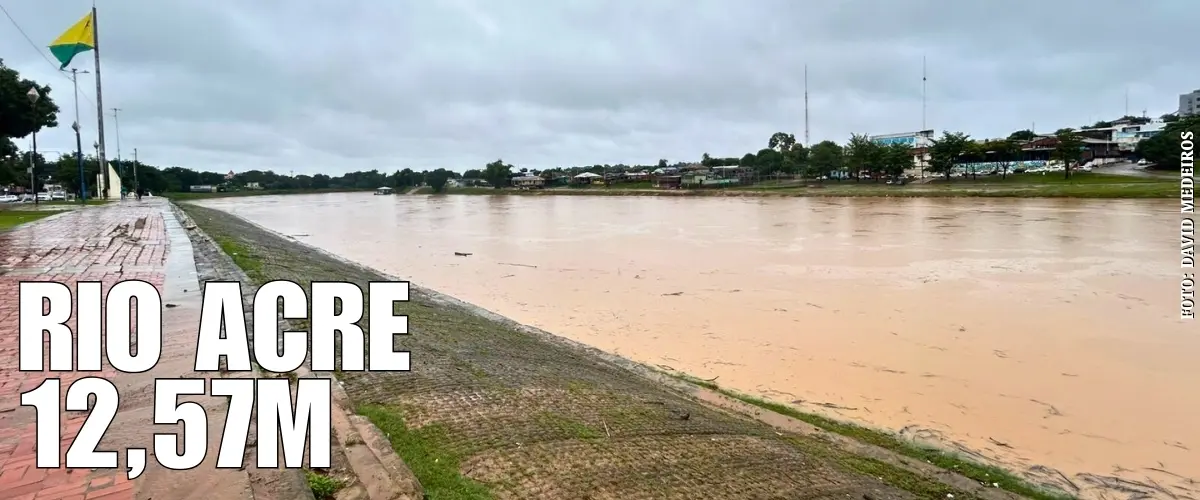 Rio Acre continua subindo e registra 12,57 m às 18h em Rio Branco