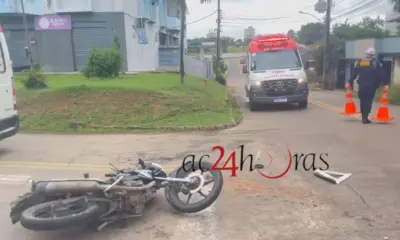 Colisão entre moto e carro deixa motociclista ferido em Rio Branco