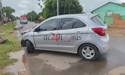 Colisão entre carro e moto deixa jovem ferido no Polo Benfica, em Rio Branco