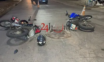 Colisão em cruzamento deixa dois motociclistas feridos no bairro Aviário