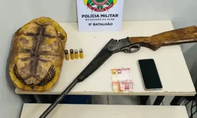 Polícia atende ocorrência de ameaça e apreende arma de fogo e animal silvestre