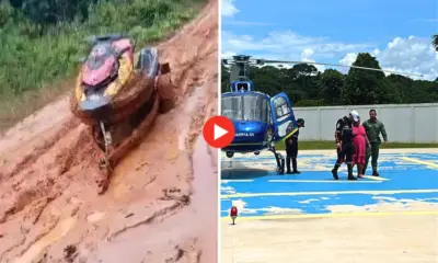 Bombeiros não conseguem trafegar ramal e acionam Ciopaer para resgatar grávida no AC