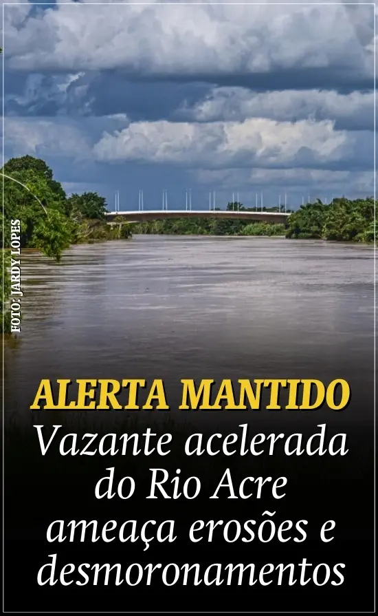 Vazante acelerada do Rio Acre ameaça erosões e desmoronamentos