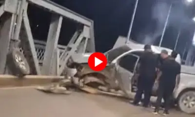 Caminhonete é abandonada após acidente na ponte JK de Rio Branco