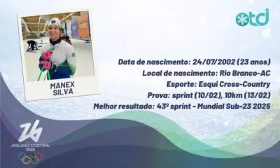 Acreano compete nas Olimpíadas de Inverno Milão-Cortina 2026