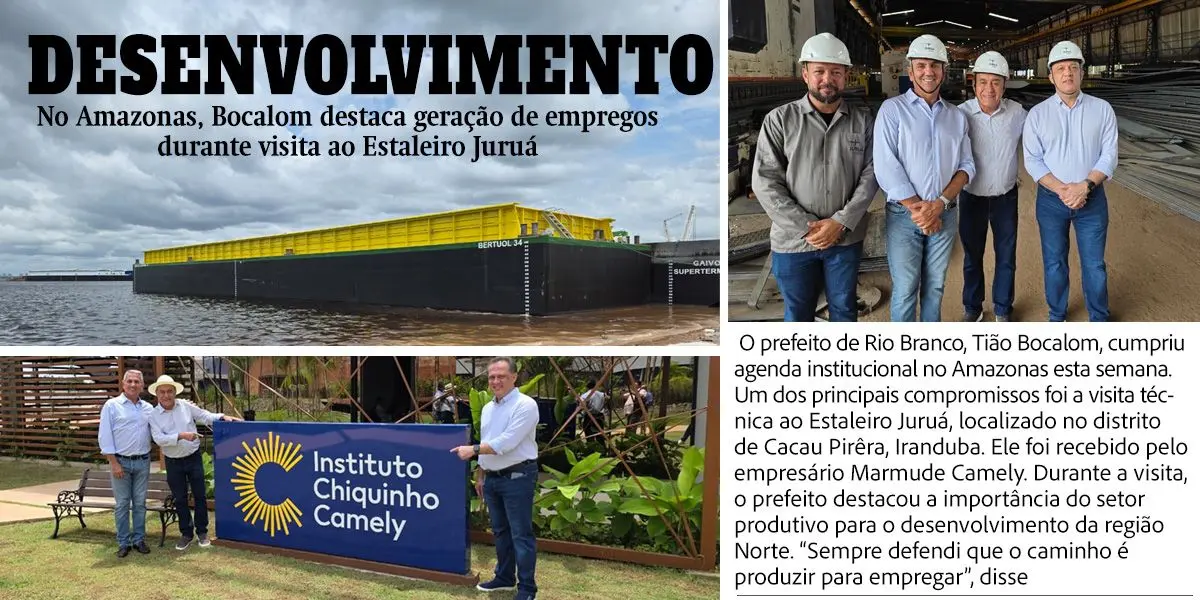 No Amazonas, Bocalom destaca geração de empregos durante visita ao Estaleiro Juruá