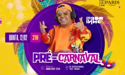 DJ Pedrinho comanda festa de Pré-Carnaval no Paris Garden nesta quinta