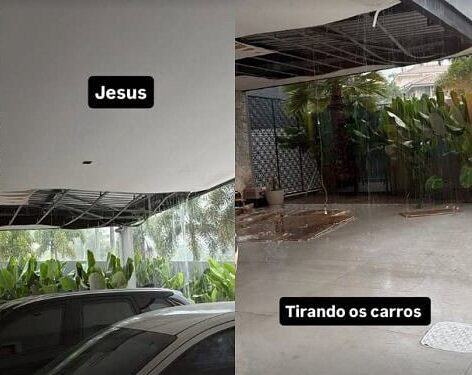 Teto de mansão de influenciadora famosa desaba durante tempestade; veja vídeo